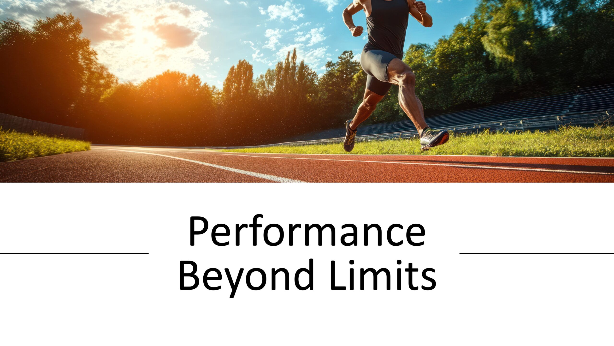 Performance-Beyond-Limits-Presentation-Image Modern sports presentation featuring a runner with the title "Beyond Limits"