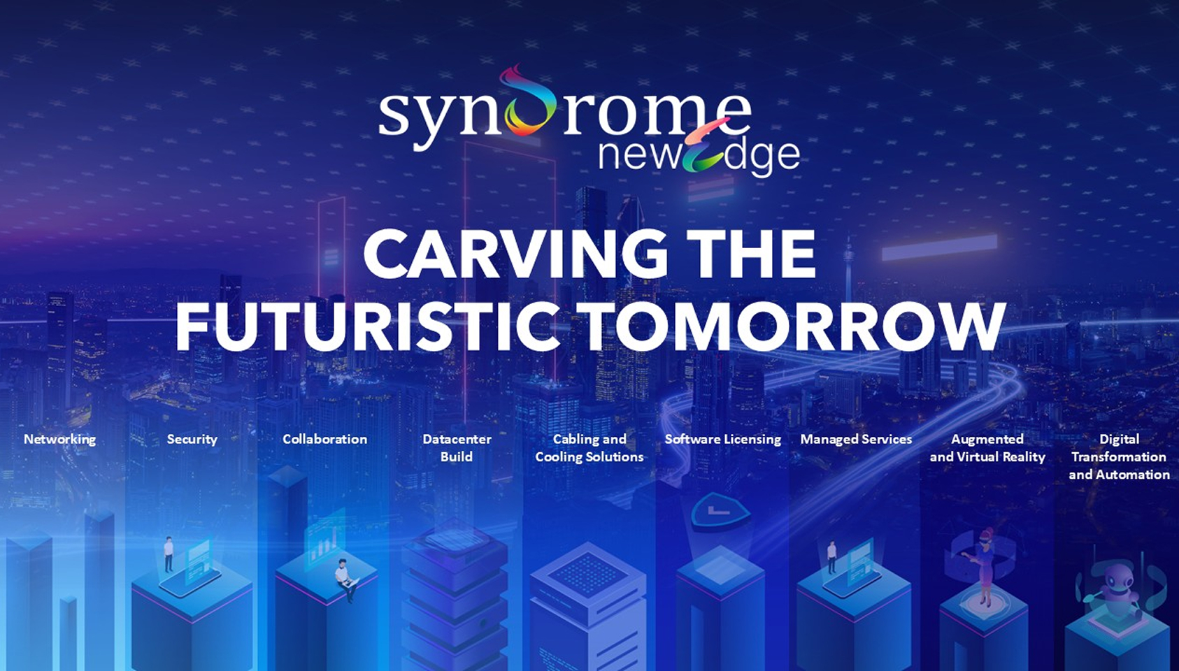 Futuristic technology presentation cover with digital innovation and business transformation